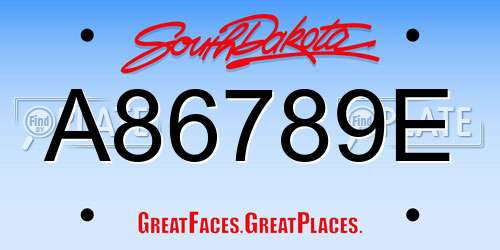 A86789E South Dakota License Plate