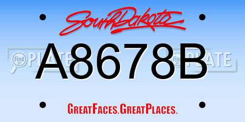 A8678B South Dakota License Plate