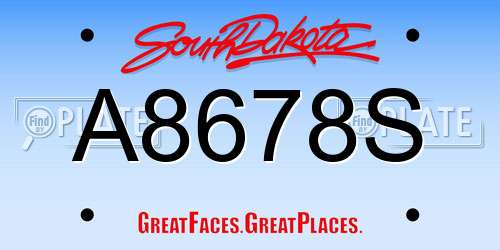 A8678S South Dakota License Plate