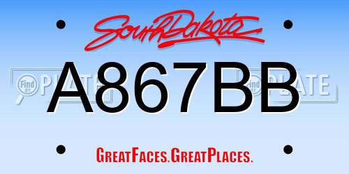 A867BB South Dakota License Plate