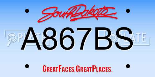 A867BS South Dakota License Plate