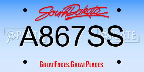 A867SS South Dakota License Plate