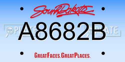 A8682B South Dakota License Plate