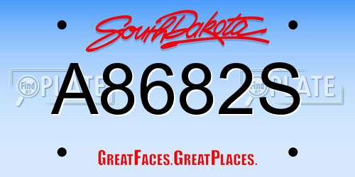 A8682S South Dakota License Plate