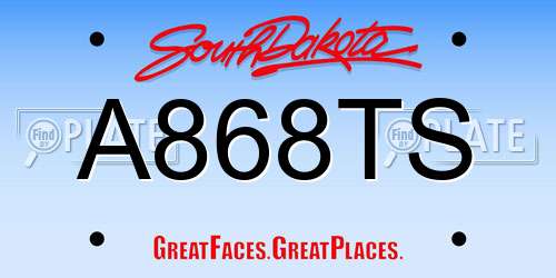 A868TS South Dakota License Plate