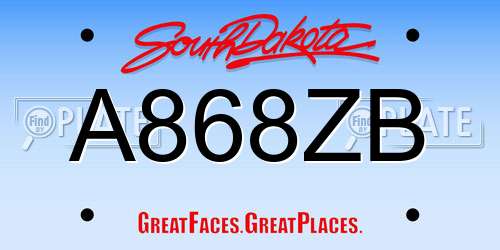 A868ZB South Dakota License Plate
