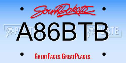 A86BTB South Dakota License Plate