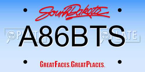 A86BTS South Dakota License Plate