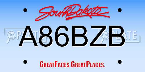 A86BZB South Dakota License Plate