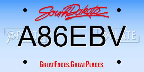 A86EBV South Dakota License Plate