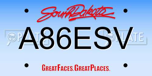 A86ESV South Dakota License Plate
