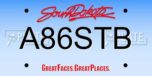 A86STB South Dakota License Plate