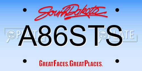 A86STS South Dakota License Plate