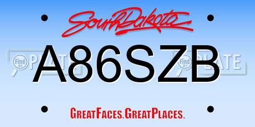 A86SZB South Dakota License Plate