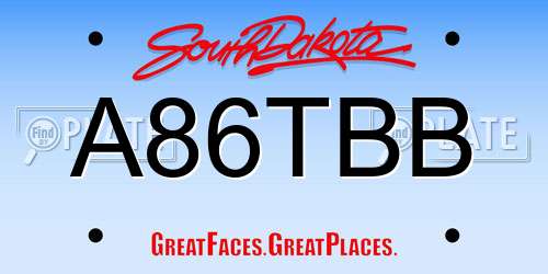 A86TBB South Dakota License Plate