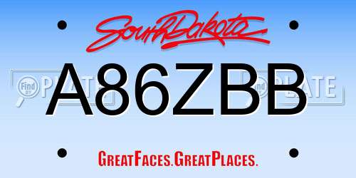 A86ZBB South Dakota License Plate