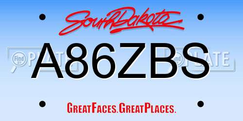 A86ZBS South Dakota License Plate