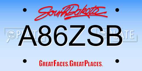 A86ZSB South Dakota License Plate