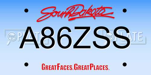 A86ZSS South Dakota License Plate