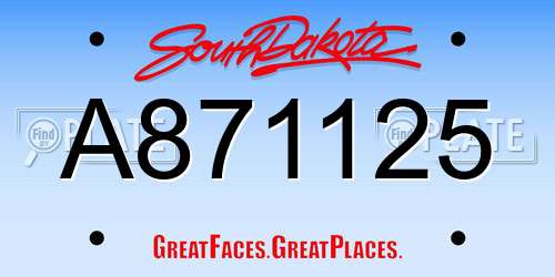 A871125 South Dakota License Plate