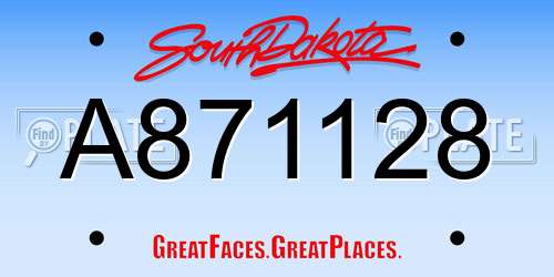 A871128 South Dakota License Plate