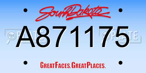 A871175 South Dakota License Plate
