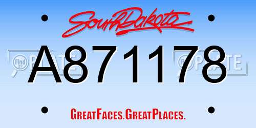 A871178 South Dakota License Plate