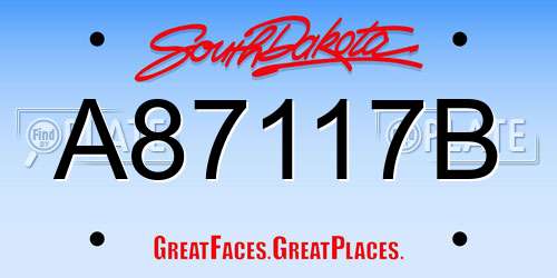 A87117B South Dakota License Plate