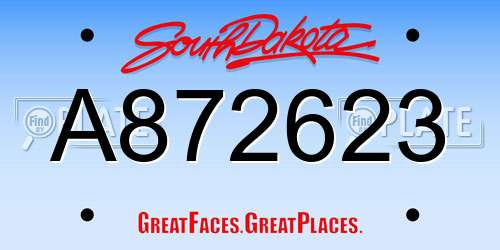 A872623 South Dakota License Plate