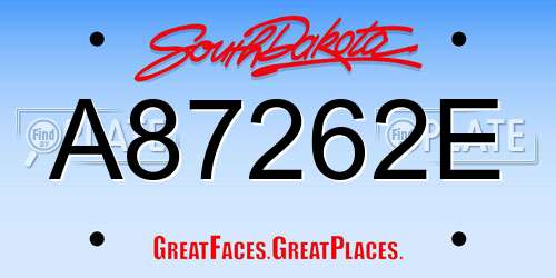 A87262E South Dakota License Plate