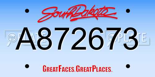 A872673 South Dakota License Plate