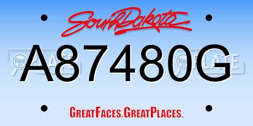 A87480G South Dakota License Plate