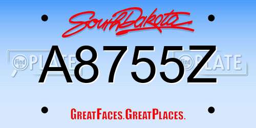 A8755Z South Dakota License Plate