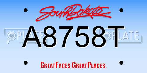 A8758T South Dakota License Plate