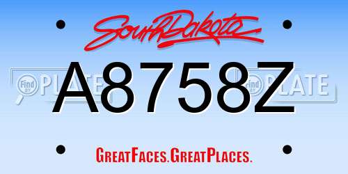 A8758Z South Dakota License Plate