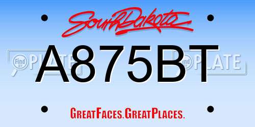 A875BT South Dakota License Plate