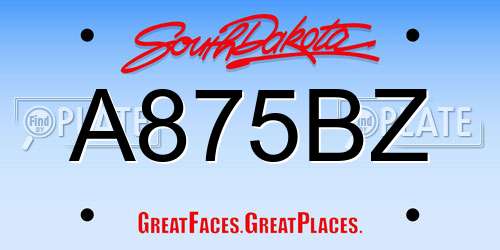 A875BZ South Dakota License Plate
