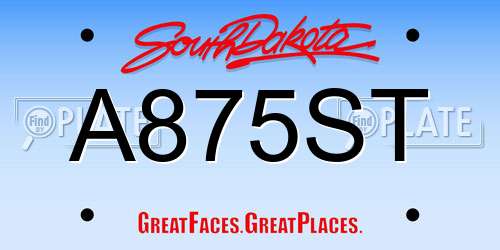 A875ST South Dakota License Plate