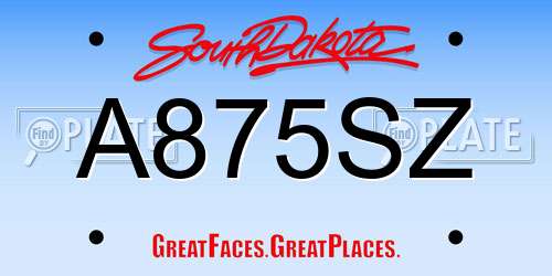 A875SZ South Dakota License Plate
