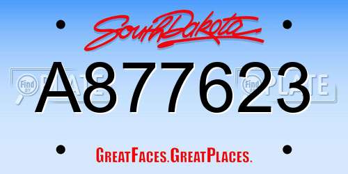 A877623 South Dakota License Plate