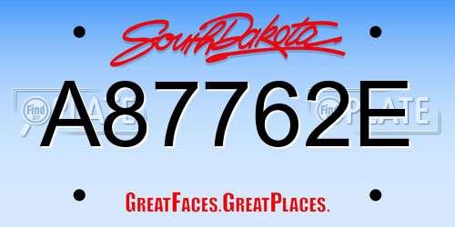 A87762E South Dakota License Plate