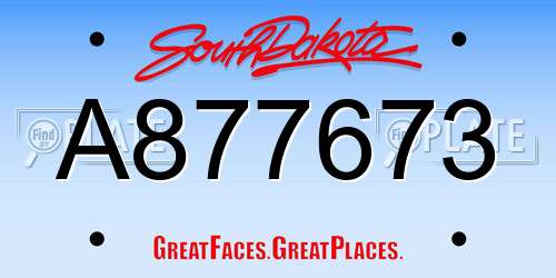 A877673 South Dakota License Plate