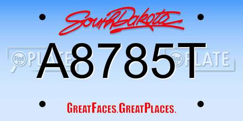A8785T South Dakota License Plate