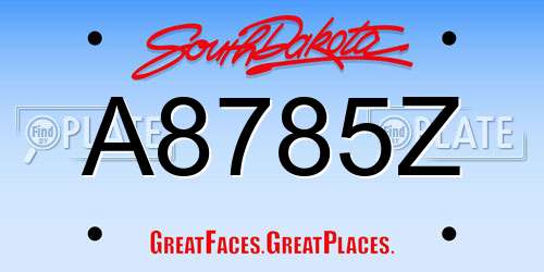 A8785Z South Dakota License Plate