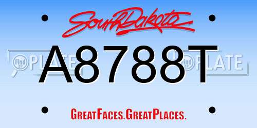 A8788T South Dakota License Plate
