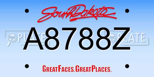 A8788Z South Dakota License Plate