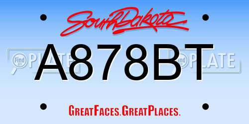 A878BT South Dakota License Plate