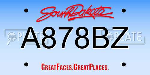 A878BZ South Dakota License Plate