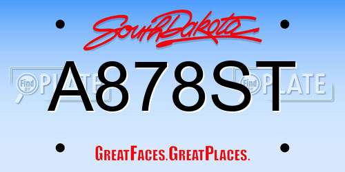 A878ST South Dakota License Plate