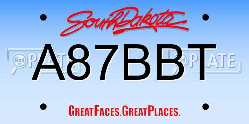 A87BBT South Dakota License Plate